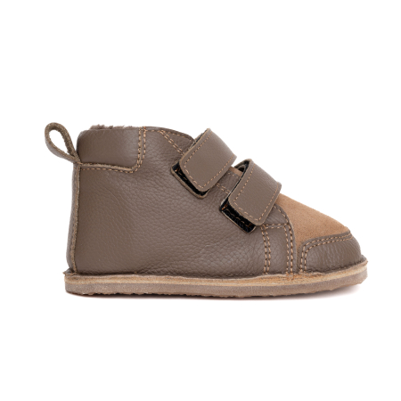 ​​​​​​​Ghetute Barefoot Copii din Piele Naturala Imblanite – Primii Pasi, Talpa Flexibila Cauciuc, Iarna | Melvelo - Cappuccino Brown [4]