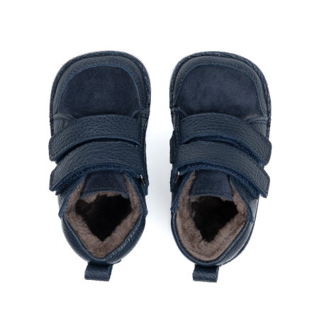 ​​​​​​​Ghetute Barefoot Copii din Piele Naturala Imblanite – Primii Pasi, Talpa Flexibila Cauciuc, Iarna | Melvelo - Navy Blue [1]
