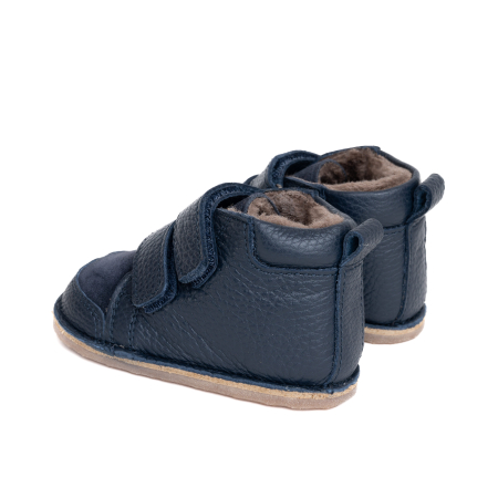​​​​​​​Ghetute Barefoot Copii din Piele Naturala Imblanite – Primii Pasi, Talpa Flexibila Cauciuc, Iarna | Melvelo - Navy Blue [2]