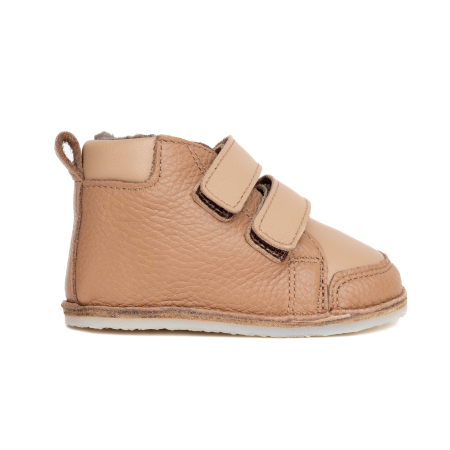 ​​​​​​​Ghetute Barefoot Copii din Piele Naturala Imblanite – Primii Pasi, Talpa Flexibila Cauciuc, Iarna | Melvelo - Caramel Beige [4]