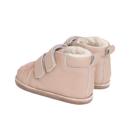 ​​​​​​​Ghetute Barefoot Copii din Piele Naturala Imblanite – Primii Pasi, Talpa Flexibila Cauciuc, Iarna | Melvelo - Blush Rose [2]