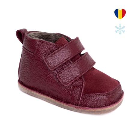 Ghete - ​​​​​​​Ghetute Barefoot Copii din Piele Naturala Imblanite – Primii Pasi, Talpa Flexibila Cauciuc, Iarna | Melvelo - Ruby