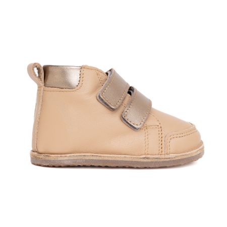 ​​​​​​​Ghetute Barefoot Copii din Piele Naturala Imblanite – Primii Pasi, Talpa Flexibila Cauciuc, Iarna | Melvelo - Metallic Beige [4]