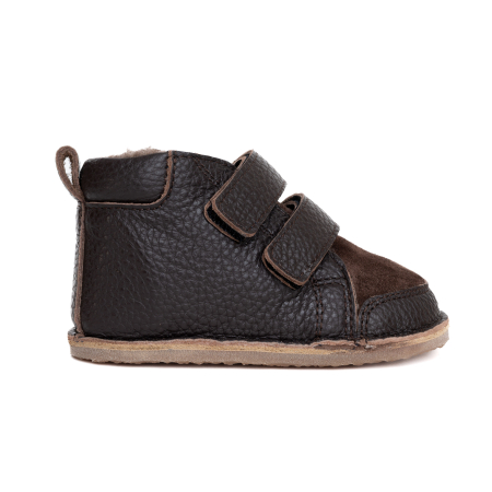 ​​​​​​​Ghetute Barefoot Copii din Piele Naturala Imblanite – Primii Pasi, Talpa Flexibila Cauciuc, Iarna | Melvelo - Dark Oak [4]