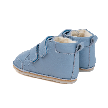 ​​​​​​​Ghetute Barefoot Copii din Piele Naturala Imblanite – Primii Pasi, Talpa Flexibila Cauciuc, Iarna | Melvelo - Baby Blue [2]