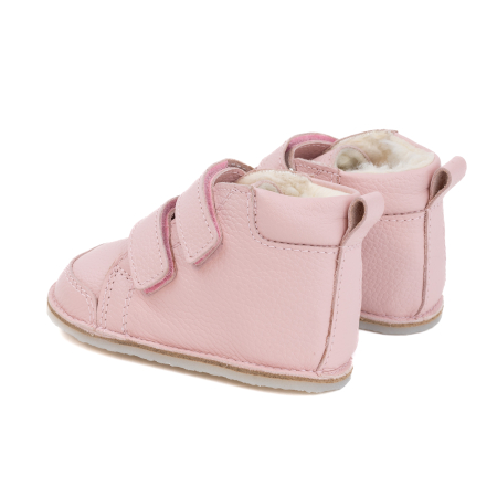 ​​​​​​​Ghetute Barefoot Copii din Piele Naturala Imblanite – Primii Pasi, Talpa Flexibila Cauciuc, Iarna | Melvelo - Baby Pink [2]