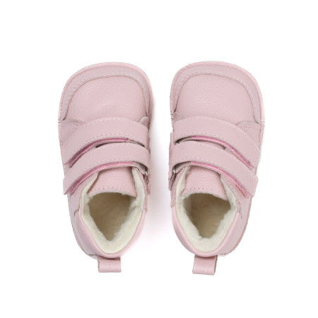 ​​​​​​​Ghetute Barefoot Copii din Piele Naturala Imblanite – Primii Pasi, Talpa Flexibila Cauciuc, Iarna | Melvelo - Baby Pink [1]
