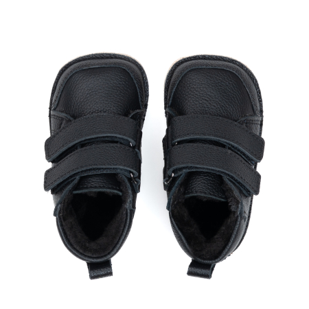 ​​​​​​​Ghetute Barefoot Copii din Piele Naturala Imblanite – Primii Pasi, Talpa Flexibila Cauciuc, Iarna | Melvelo - Black [1]
