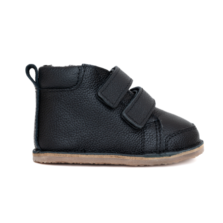 ​​​​​​​Ghetute Barefoot Copii din Piele Naturala Imblanite – Primii Pasi, Talpa Flexibila Cauciuc, Iarna | Melvelo - Black [4]