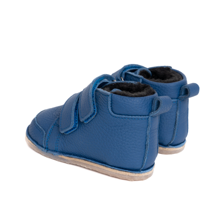 ​​​​​​​Ghetute Barefoot Copii din Piele Naturala Imblanite – Primii Pasi, Talpa Flexibila Cauciuc, Iarna | Melvelo - Blue [2]