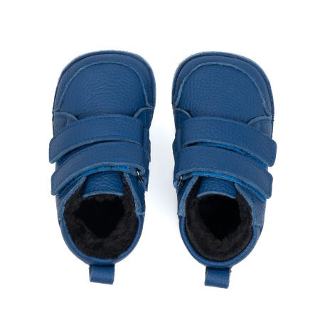 ​​​​​​​Ghetute Barefoot Copii din Piele Naturala Imblanite – Primii Pasi, Talpa Flexibila Cauciuc, Iarna | Melvelo - Blue [1]