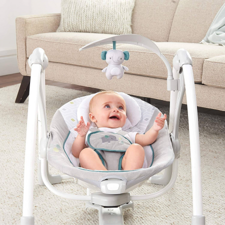 Ingenuity - Leagan portabil ConvertMe Swing 2 Seat Battery-Saver, Nash [4]