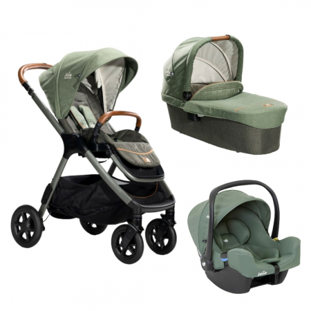 Carucioare 3 in 1 - Joie - Carucior pentru copii multifunctional 3 in 1 Finiti Signature Pine/Laurel (Carucior Finiti Pine+ Landou Ramble XL Pine+ scoica i-Snug Laurel)
