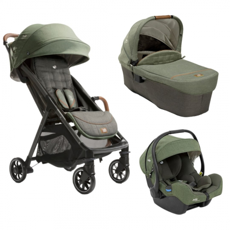 Carucioare 3 in 1 - Joie - Carucior pentru copii ultracompact  3 in 1 Parcel Pine / i-Gemm Pine ( Carucior Parcel Pine + Landou Ramble XL Pine + Scoica auto i-Gemm nastere- 85 cm, Pine)
