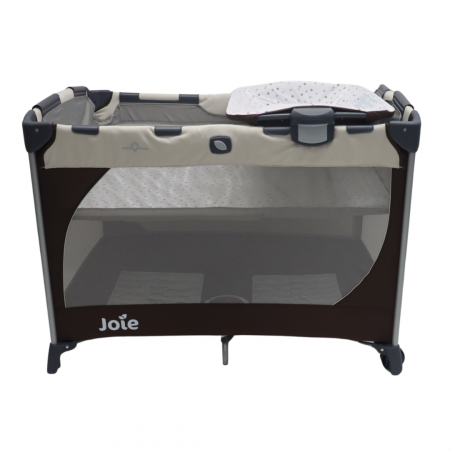 Produse - Joie - Patut pliant Commuter Change Beige Dots, cu cosulet detasabil inclus