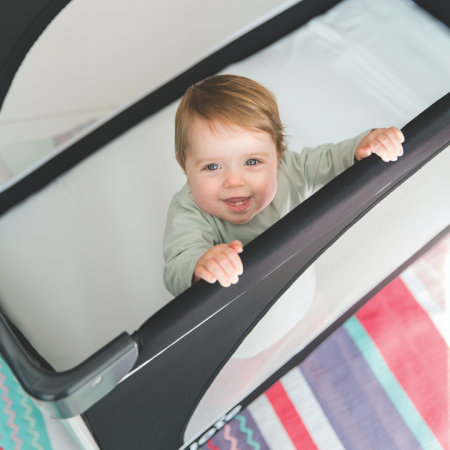 Joie - Patut pliant cu 2 niveluri Allura 120 cm, Black Ink [5]