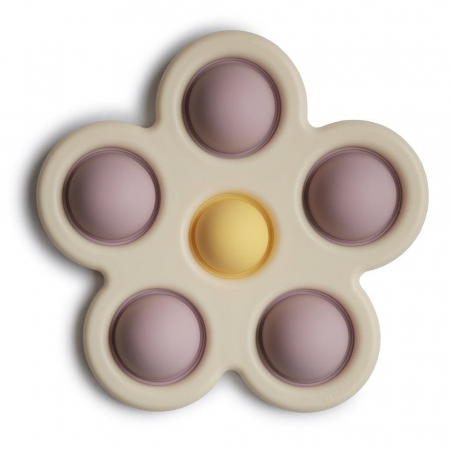 Jucarii educative - Jucarie Mushie antistres din silicon Pop It, Floare - Soft Lilac/Pale Daffodil/Ivory