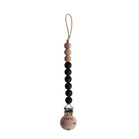 Suzete si accesorii - Lantisor suzeta Mushie - Eva - Black