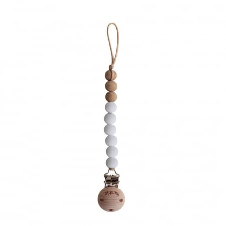 Suzete si accesorii - Lantisor suzeta Mushie - Eva - Eva White