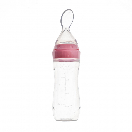 Lingurita cu rezervor din silicon moale pentru bebe, gradata, Melvelo - Pink [1]