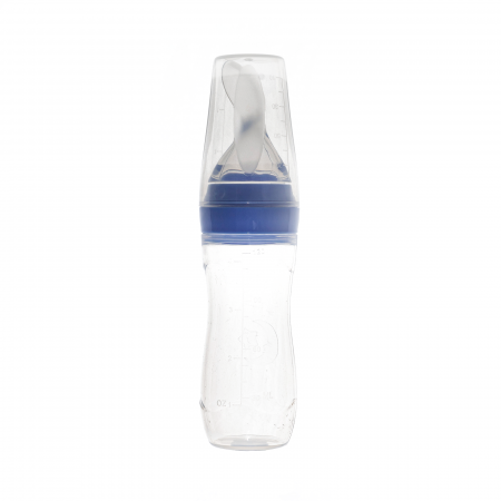 Lingurita cu rezervor din silicon moale pentru bebe, gradata, Melvelo - Blue [0]