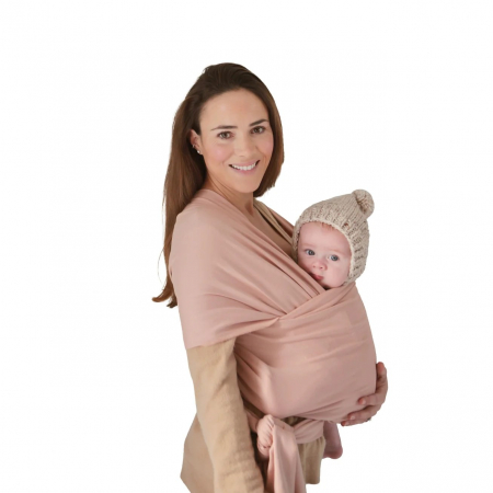 Marsupii si hamuri bebe - Marsupiu elastic din bumbac organic pentru purtarea bebelusului, Mushie - Blush