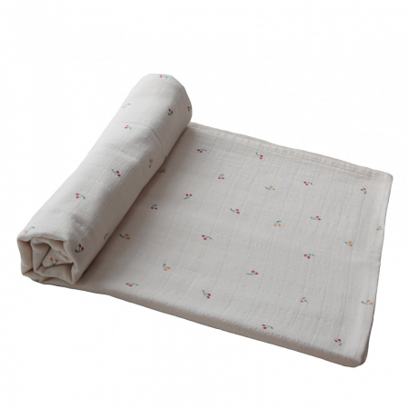 Articole textile - Muselina din bumbac organic Mushie Cherries