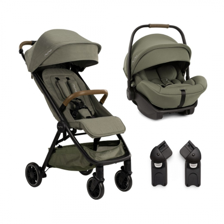 Carucioare 2 in 1 - Nuna - Set carucior ultracompact TRVL Pine + Adaptori TRVL + Scoica auto i-Size ARRA Next Pine