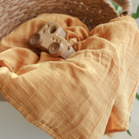 ONINO - Muselina multifunctionala din bumbac 100% organic, HUG.me, Honey Gold, x1 bucata, 120 x 120 cm, certificata GOTS [10]