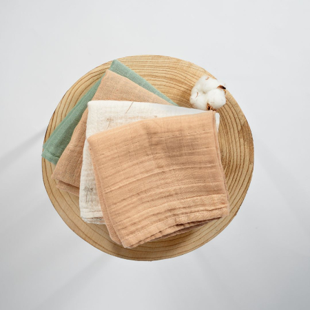 ONINO - Muselina multifunctionala din bumbac 100% organic, HUG.me, Oatmeal Beige, x1 bucata, 120 x 120 cm, certificata GOTS [5]