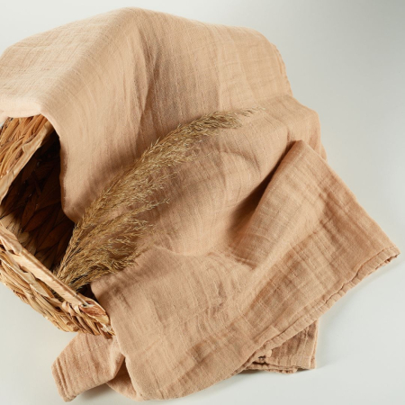 Produse - ONINO - Muselina multifunctionala din bumbac 100% organic, HUG.me, Oatmeal Beige, x1 bucata, 120 x 120 cm, certificata GOTS