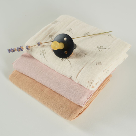 ONINO - Muselina multifunctionala din bumbac 100% organic, HUG.me, Pure Bloom, x3 bucati, 60 x 60 cm, certificata GOTS [2]