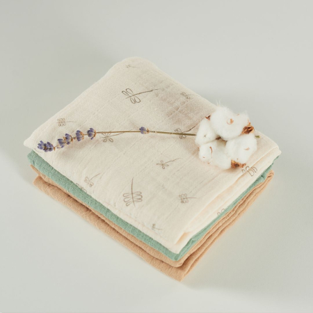 ONINO - Muselina multifunctionala din bumbac 100% organic, HUG.me, Pure Nature, x3 bucati, 60 x 60 cm, certificata GOTS [5]