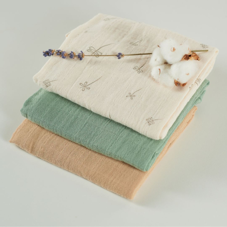 ONINO - Muselina multifunctionala din bumbac 100% organic, HUG.me, Pure Nature, x3 bucati, 60 x 60 cm, certificata GOTS [3]