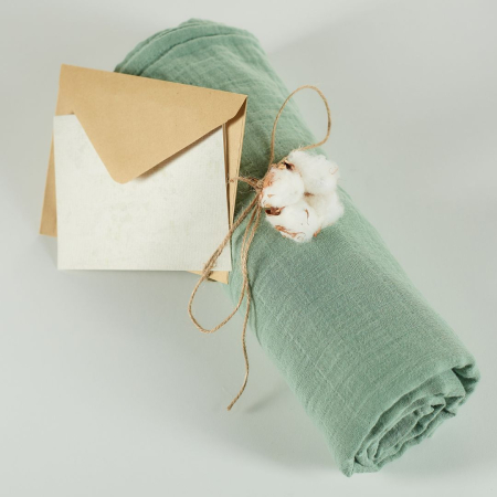 Produse - ONINO - Muselina multifunctionala din bumbac 100% organic, HUG.me, Serene Green, x1 bucata, 120 x 120 cm, certificata GOTS