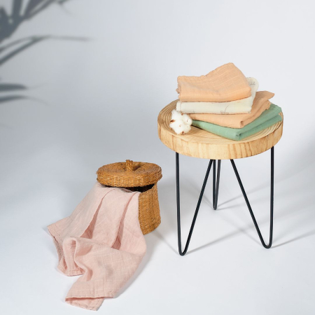 ONINO - Muselina multifunctionala din bumbac 100% organic, HUG.me, Warm Peach, x1 bucata, 120 x 120 cm, certificata GOTS [5]