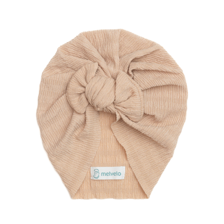 Pachet 3 turbane bebelusi cu funda, bumbac, Melvelo, Dusk - Peach, Caramel, Cream [4]