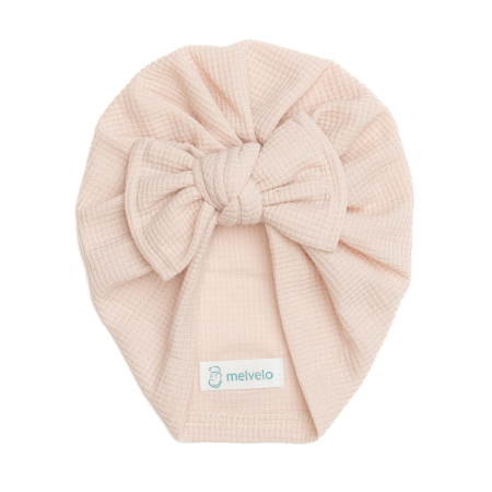Pachet 3 turbane bebelusi, cu funda, bumbac, Melvelo, Waffle - White, Pink Cream, Coral [4]