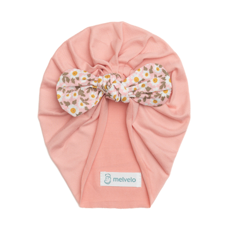 Pachet 3 turbane bebelusi cu funda, poliester, Melvelo, Flower - Blossom, Coral, Peach [4]