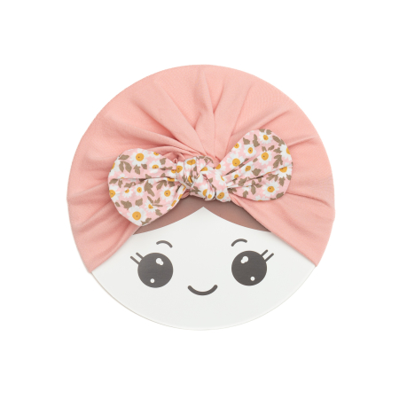 Pachet 3 turbane bebelusi cu funda, poliester, Melvelo, Flower - Blossom, Coral, Peach [3]