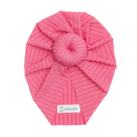 Pachet 3 turbane bebelusi Donut, poliester, Melvelo Stripe - Baby Pink, Fuchsia, White [4]