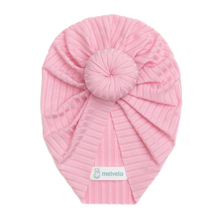 Pachet 3 turbane bebelusi Donut, poliester, Melvelo Stripe - Baby Pink, Fuchsia, White [2]