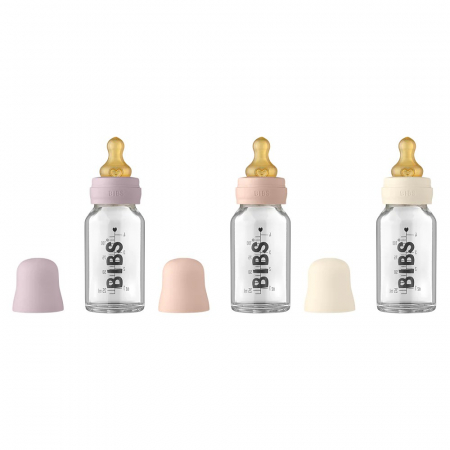 Idei de cadou - Pachet Complet Bibs 110 ml - Sticle lapte anticolici cu biberon din latex - Dusky Lilac/Blush/Ivory (flux scazut)