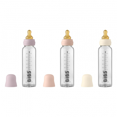 Idei de cadou - Pachet Complet Bibs 225 ml - Sticle lapte anticolici cu biberon din latex - Dusky Lilac/Blush/Ivory (flux scazut)