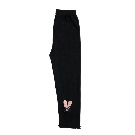 Produse - Pantalonasi bebe cu dantela jos, bumbac, model iepuras, Melvelo - Black