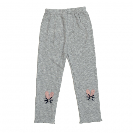 Sosete si dresuri copii - Pantalonasi bebe cu dantela jos, bumbac, model iepuras, Melvelo - Gray