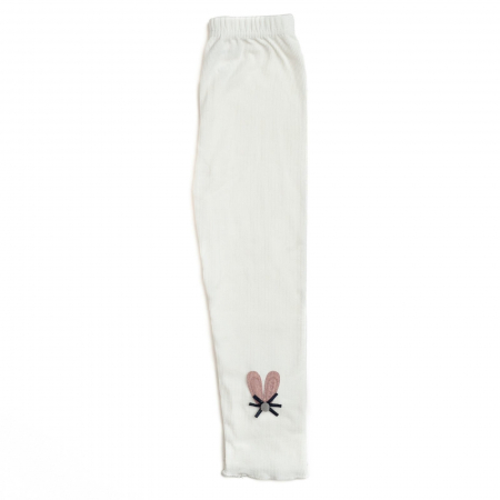 Pantalonasi bebe cu dantela jos, bumbac, model iepuras, Melvelo - White [1]