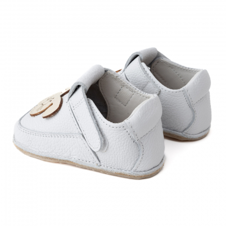 Papucei Barefoot Copii, primi pasi, piele naturala, talpa flexibila de cauciuc, Melvelo - White / Bunny [2]