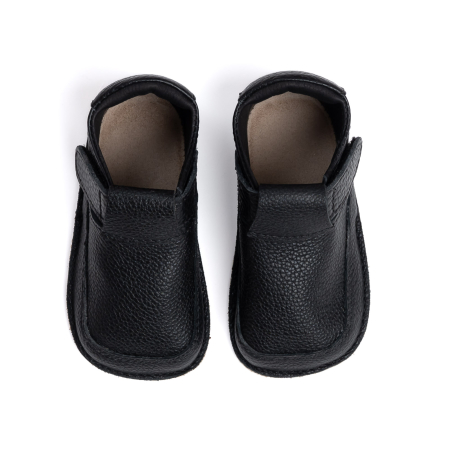 Papucei Barefoot Copii, primii pasi, piele naturala, talpa flexibila de cauciuc, Melvelo - Black [1]