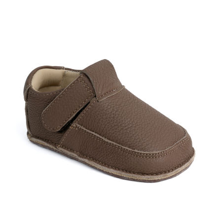 Articole de sezon - Papucei Barefoot Copii, primii pasi, piele naturala, talpa flexibila de cauciuc, Melvelo - Dark Oak